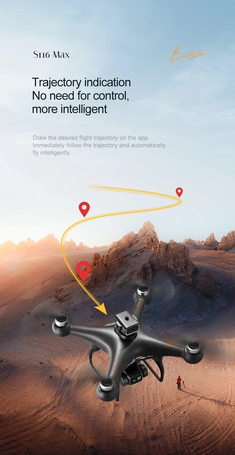 The New S116 MAX Drone with Powerful Brushless Motors, Dual Cameras and Long Battery Life Is The Perfect Gift for Beginners!