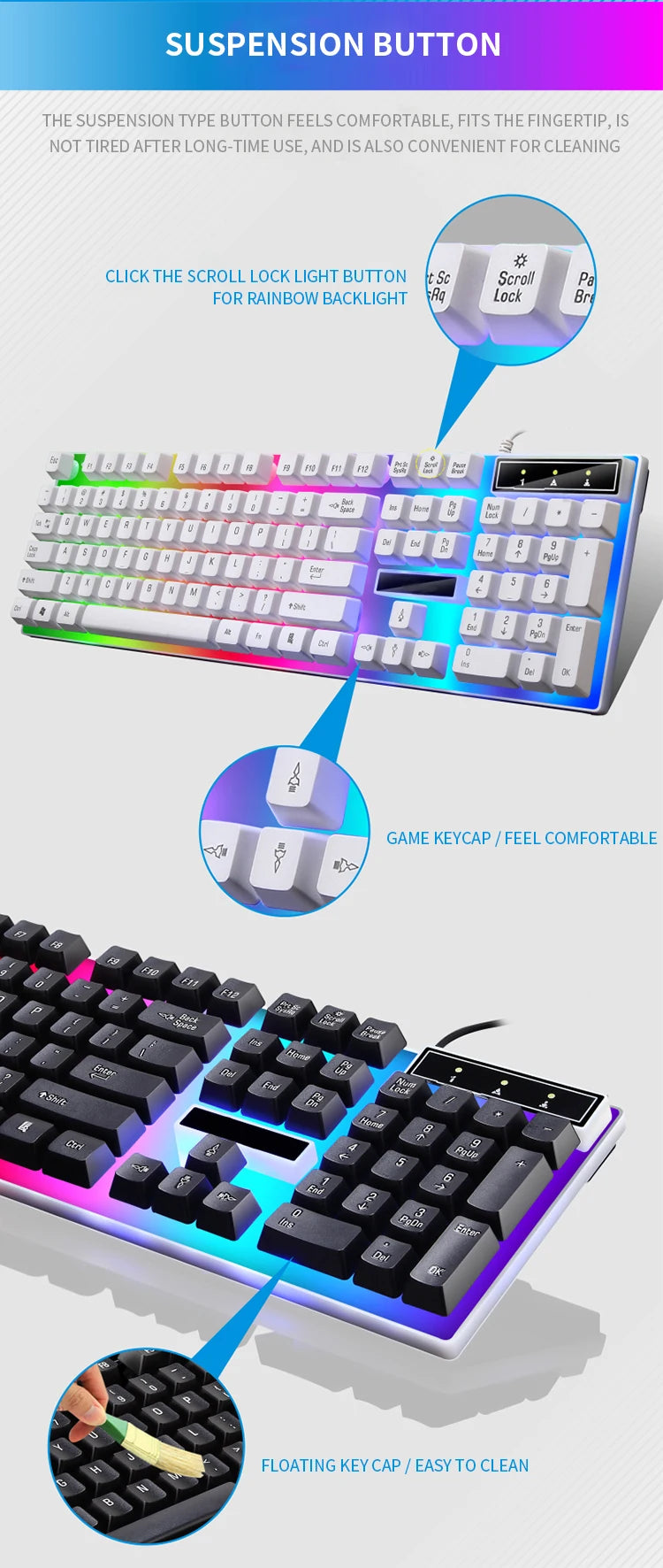 RGB Gaming Keyboard Gamer Keyboard And Mouse Kit Wired Mechanical Keyboard Gaming Keyboard And Mouse Combo    Gamers