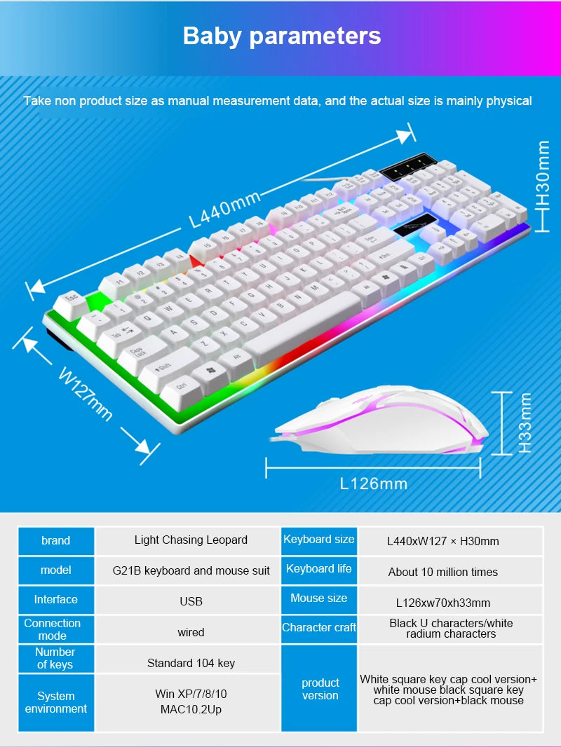 Keyboard Mouse Set G21B-RGB-BA Mechanical Gaming Keyboard And Mouse Combo Wired RGB   Computer Laptop Gamer