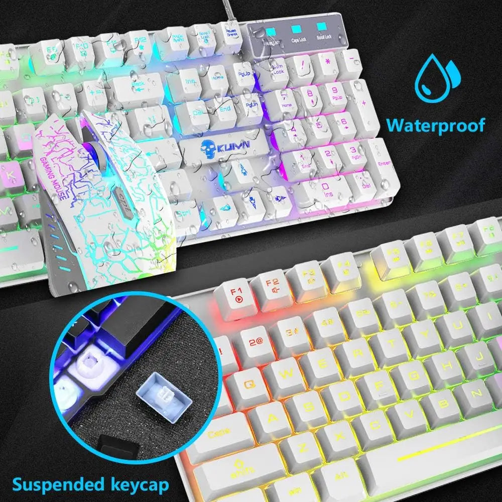 MAMBASNAKE x KUIYN T6 Wired Gaming Keyboard and Mouse Combo with Rainbow LED Backlight