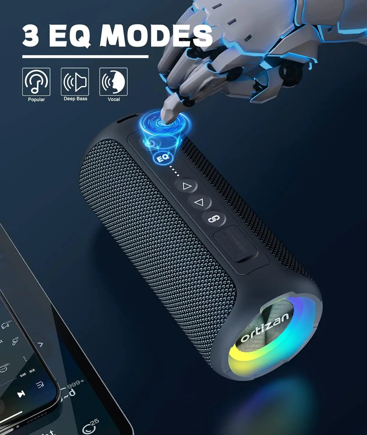 Ortizan X8Pro Bluetooth Speakers,40W Loud Portable Wireless Speaker IPX7 Waterproof Shower Speakers with Bluetooth 5.3 Deep Bass