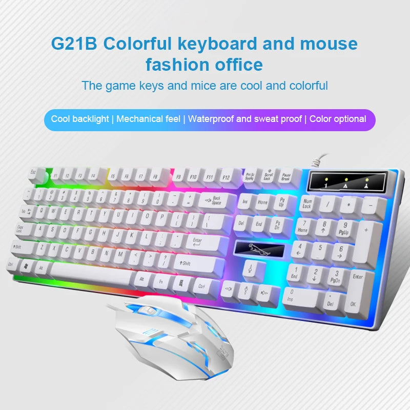 Keyboard Mouse Set G21B-RGB-BA Mechanical Gaming Keyboard And Mouse Combo Wired RGB   Computer Laptop Gamer