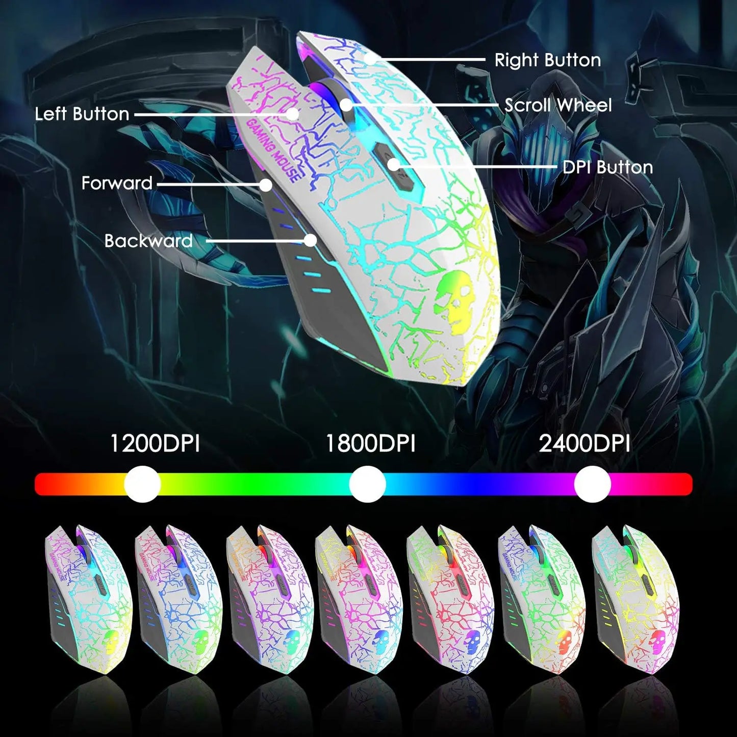 MAMBASNAKE x KUIYN T6 Wired Gaming Keyboard and Mouse Combo with Rainbow LED Backlight