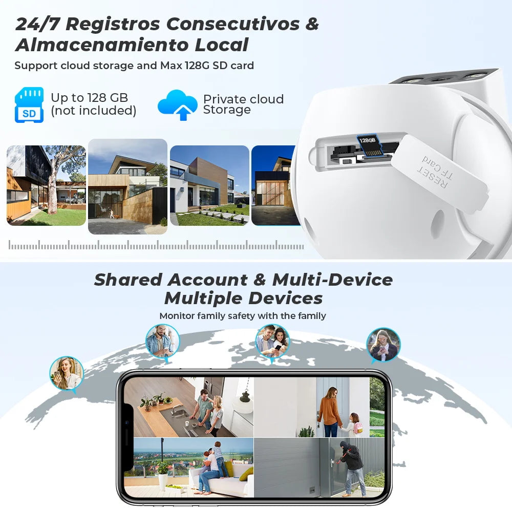 8MP 4K Outdoor Wifi Security Camera Dual Lens Dual Screens Video Surveillance Camera Home Smart Human Detection ICSEE APP