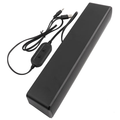 USB Wired Soundbar USB Wired Stereo Soundbar Music Player Bass Surround Sound Box 3.5mm Input for PC Cellphones Stereo Soundbar