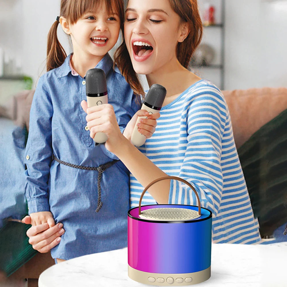 Bluetooth-Compatible 5.3 Portable Karaoke Machine with Wireless Mic Mini Home Theater Speakers Small Speaker for Home Karaoke