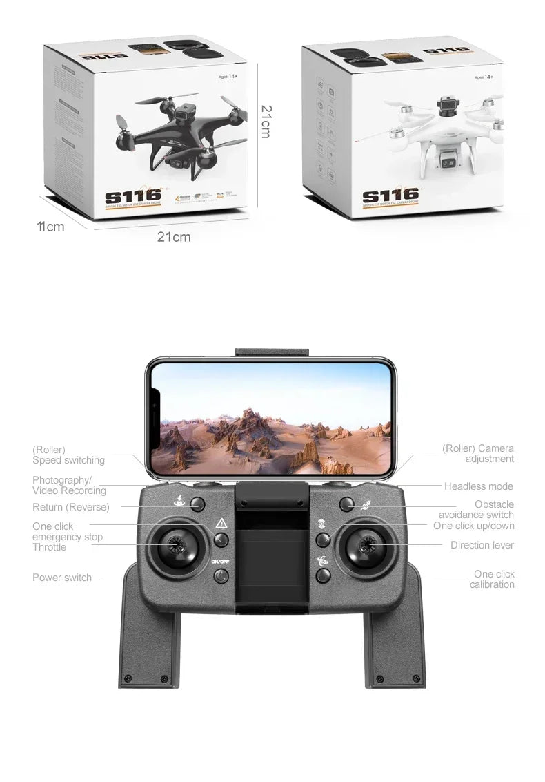The New S116 MAX Drone with Powerful Brushless Motors, Dual Cameras and Long Battery Life Is The Perfect Gift for Beginners!