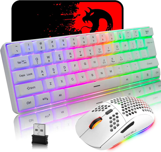MAMNASNAKE L500 Wireless Gaming Keyboard and Mouse Combo, Mechanical Feeling Keyboard with Bluetooth 5.1&2.4G Wireless Dual Mode
