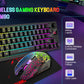 Wireless Gaming Keyboard and Mouse Combo, 12 RGB Backlit Rotary Knob, 4000mAh Battery,Mechanical Feel Keyboard and Quiet Mouse