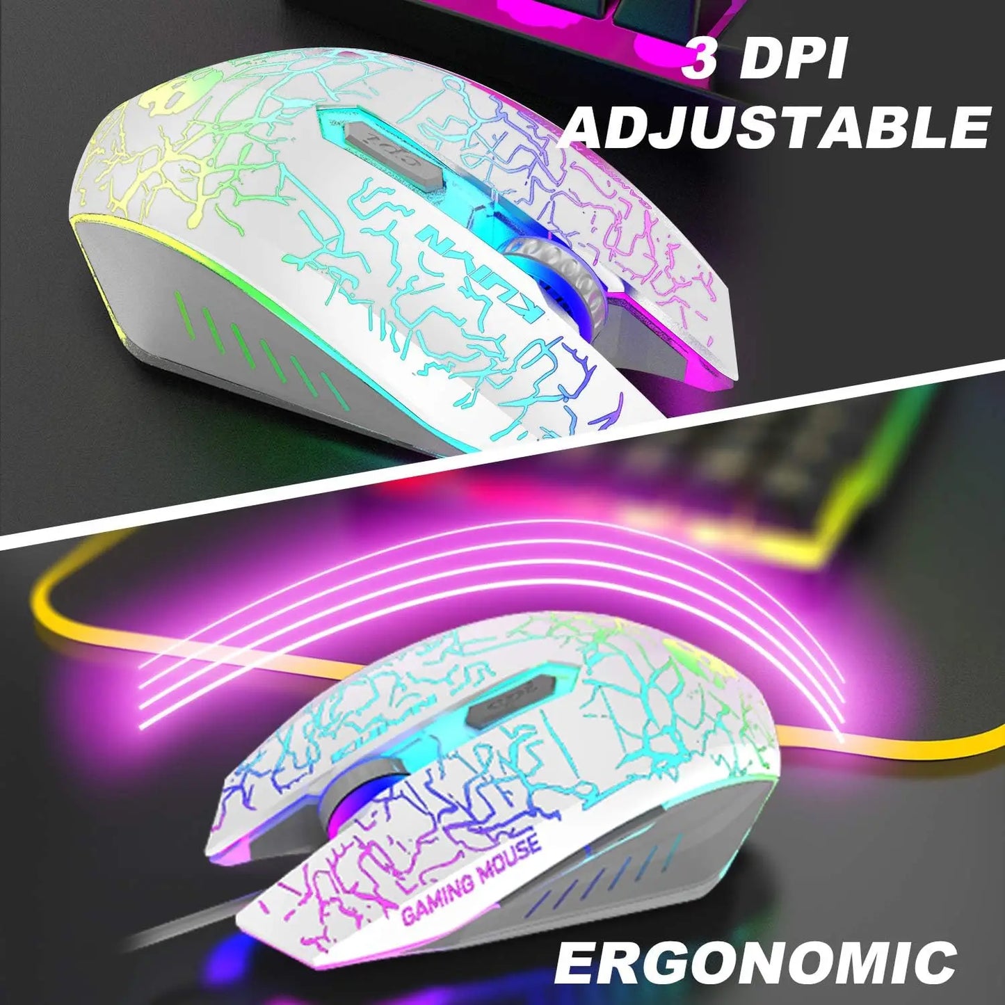 MAMBASNAKE x KUIYN T6 Wired Gaming Keyboard and Mouse Combo with Rainbow LED Backlight