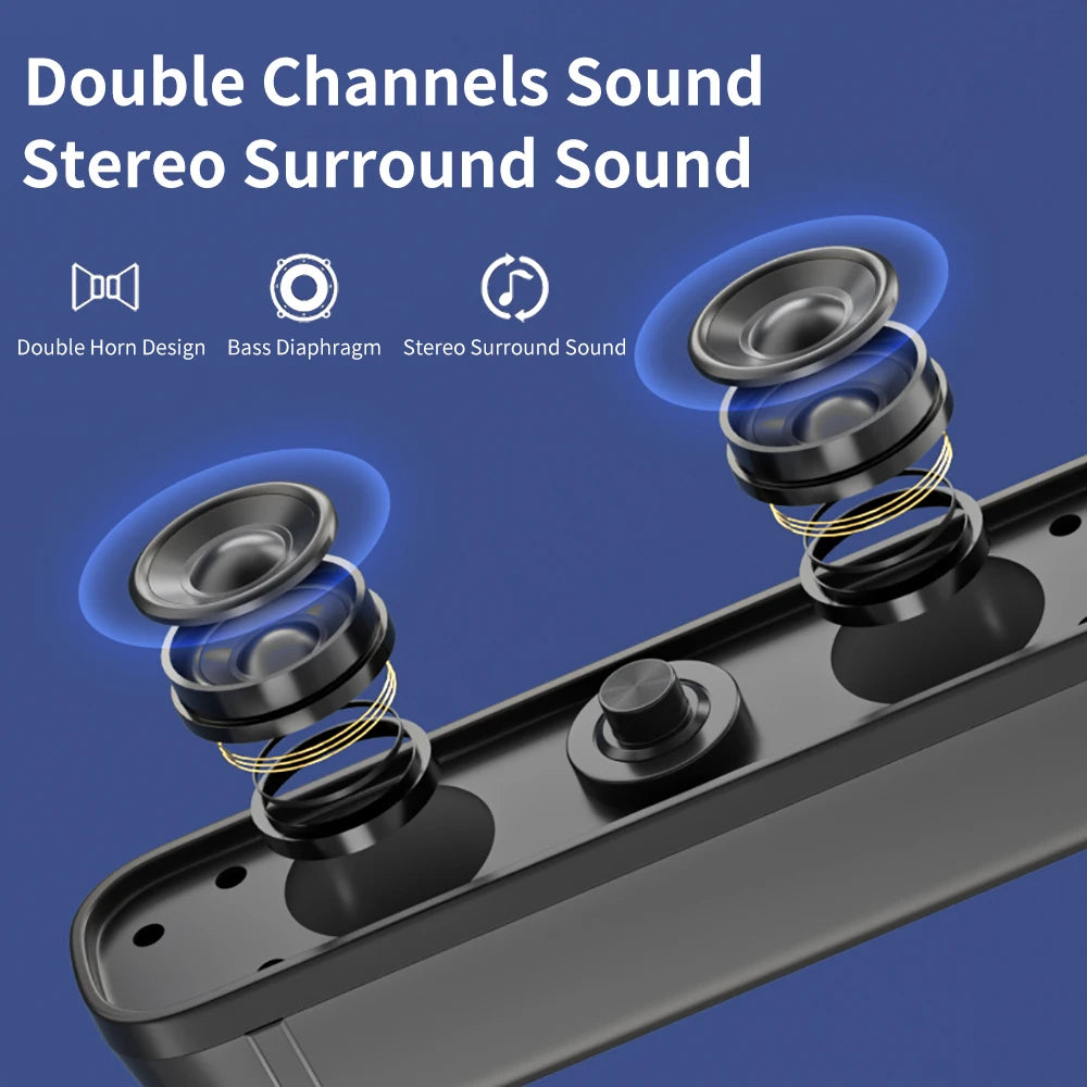COOMAER Wired Surround Desktop PC Speaker Home Stereo 3.5Aux USB Soundbar System Computer Phone HIFI Subwoofer