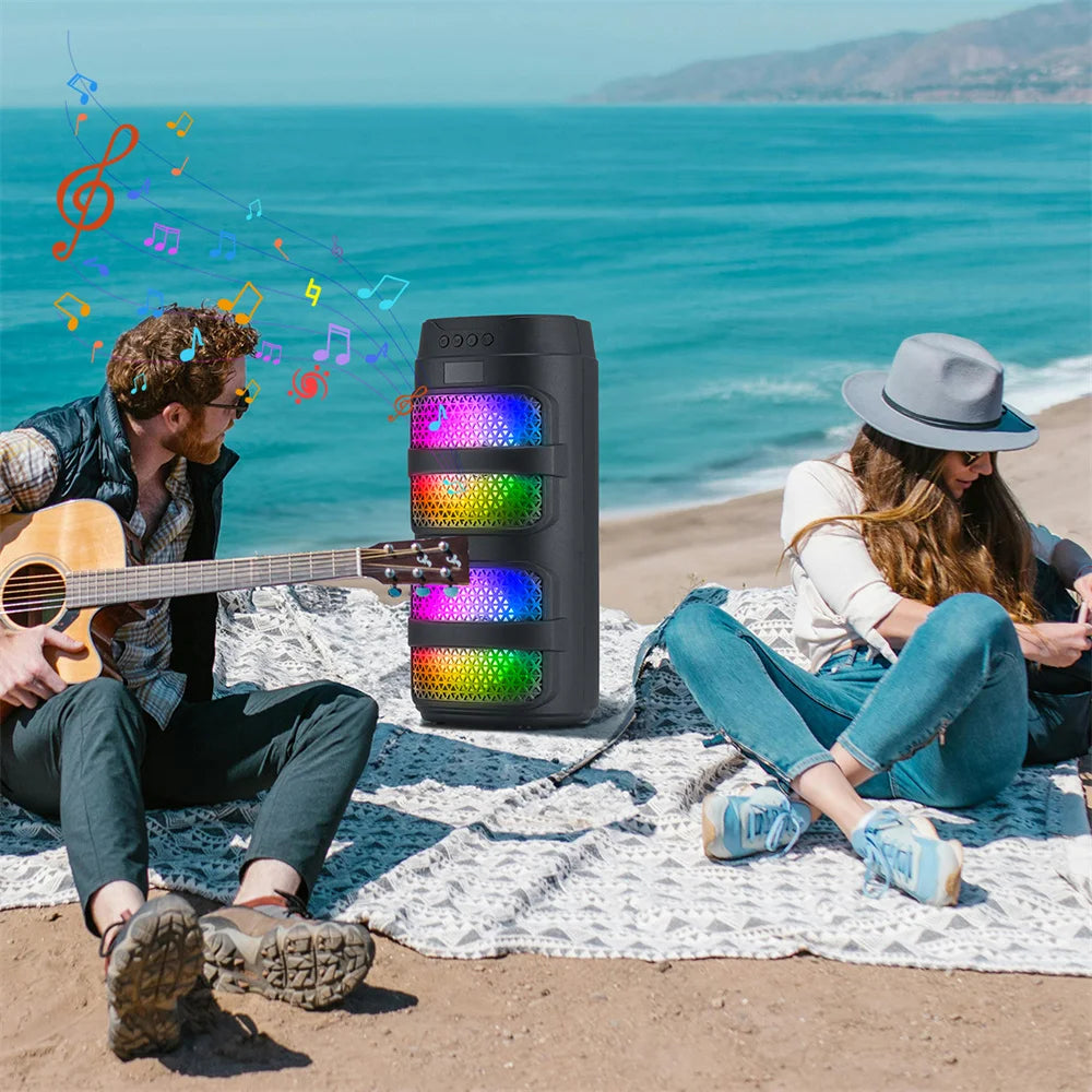 3000W Bluetooth Speaker Dual 4 inch Speaker Stereo Outdoor Portable Subwoofer 5.0 Wireless Speaker Led light Rechargeable