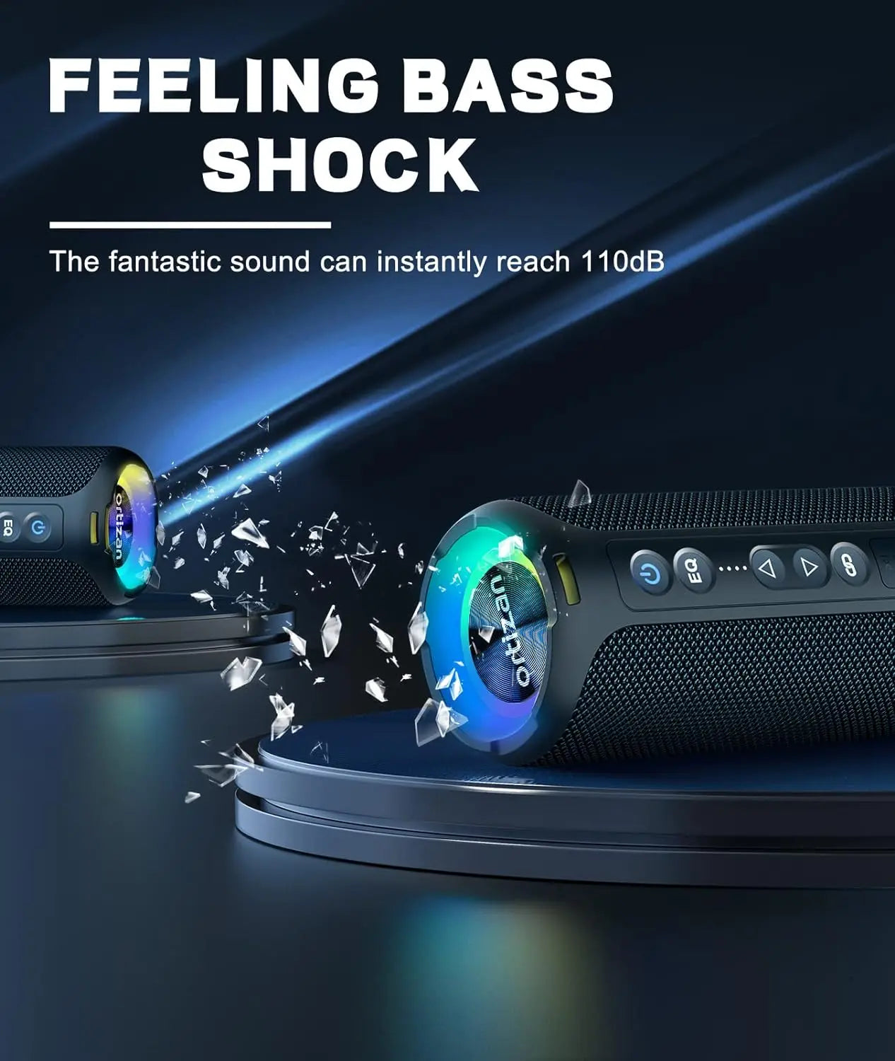 Ortizan X8Pro Bluetooth Speakers,40W Loud Portable Wireless Speaker IPX7 Waterproof Shower Speakers with Bluetooth 5.3 Deep Bass