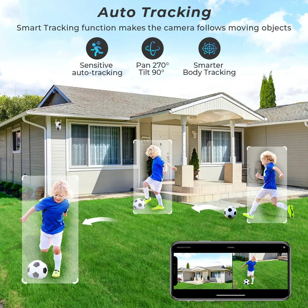 8MP 4K Outdoor Wifi Security Camera Dual Lens Dual Screens Video Surveillance Camera Home Smart Human Detection ICSEE APP