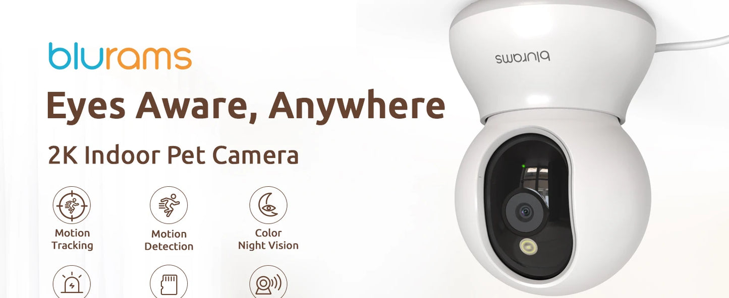 2 Pcs Blurams Indoor Security Camera 2K, Home Security Camera for Dog/Elder, Security Camera with One-Touch Call Update A31S-2pc