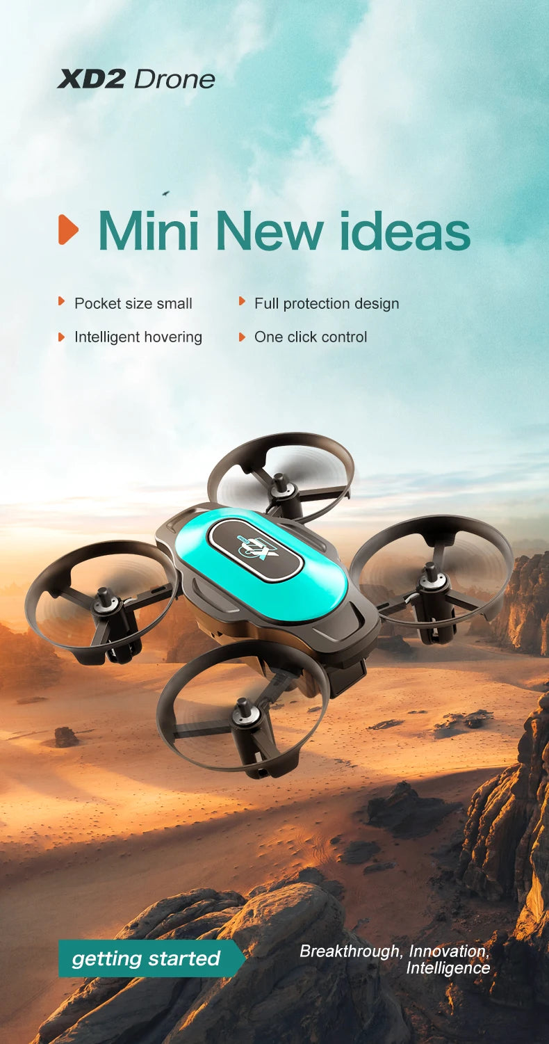 New XD2 Mini Drone 4ch 6-Axis Headless Mode Helicopter 360° Flip Remote Control Aircraft Rc Quadcopter Toy Mini Drone For Kids