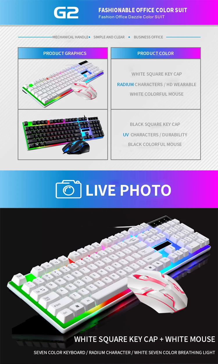 RGB Gaming Keyboard Gamer Keyboard And Mouse Kit Wired Mechanical Keyboard Gaming Keyboard And Mouse Combo    Gamers