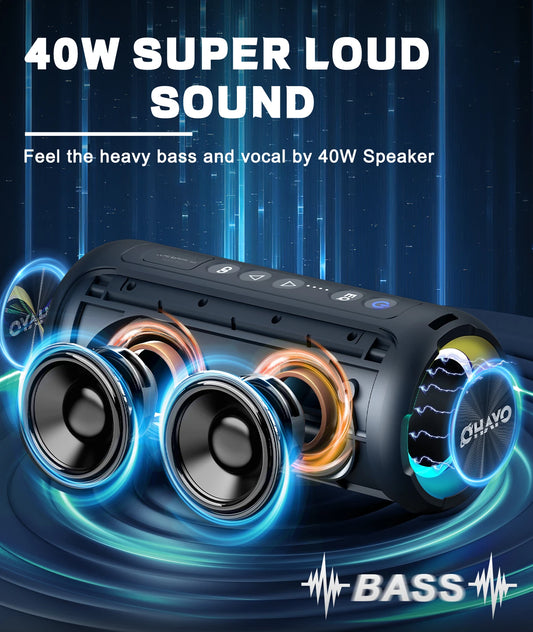 Ortizan X8Pro Bluetooth Speakers,40W Loud Portable Wireless Speaker IPX7 Waterproof Shower Speakers with Bluetooth 5.3 Deep Bass