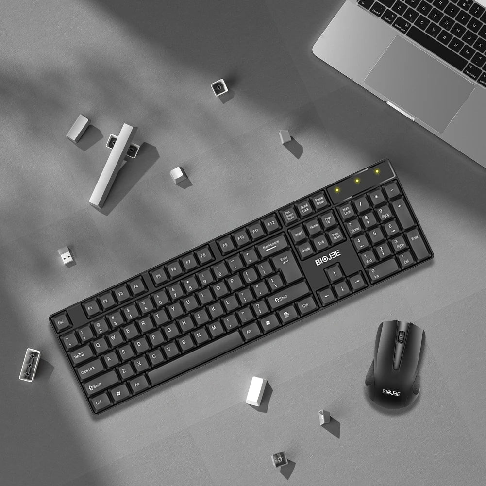 2.4G Wireless Keyboard and Mouse Combo USB Receiver Silent Full-Size Mouse and Keyboard Office Keyboard for PC/Laptop/Windows