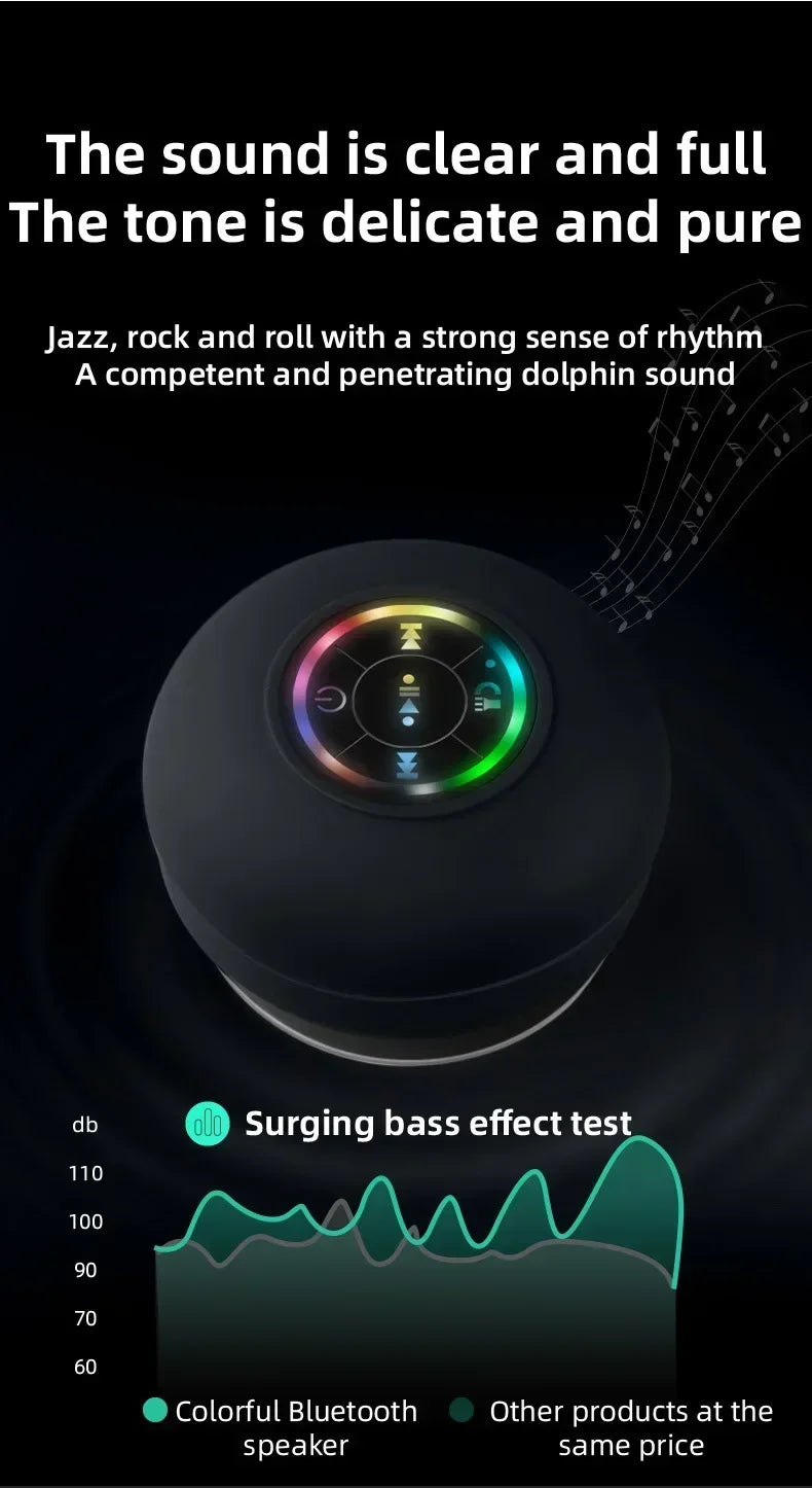 Portable Bluetooth Audio Ipx4 Waterproof Led Lights Bathroom Outdoor Large Suction Cup Can Be Adsorbed Wall Speaker