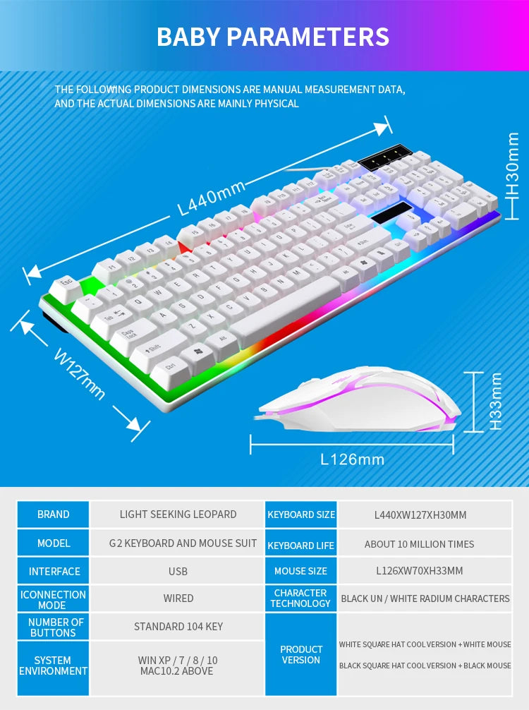 RGB Gaming Keyboard Gamer Keyboard And Mouse Kit Wired Mechanical Keyboard Gaming Keyboard And Mouse Combo    Gamers