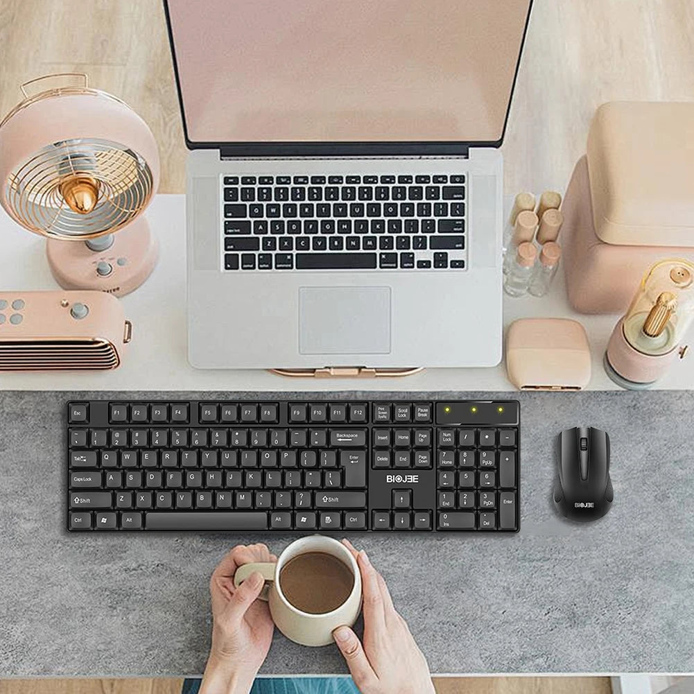 2.4G Wireless Keyboard and Mouse Combo USB Receiver Keyboard with Number Pad & Mouse for Windows Computer PC Notebook Laptop