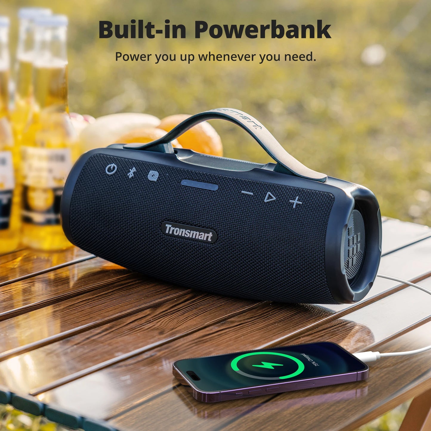 2025. Tronsmart Mirtune S100 Speaker 50W Bluetooth Speaker with IPX7 Waterproof, APP Control, Built-in Powerbank & Retractable
