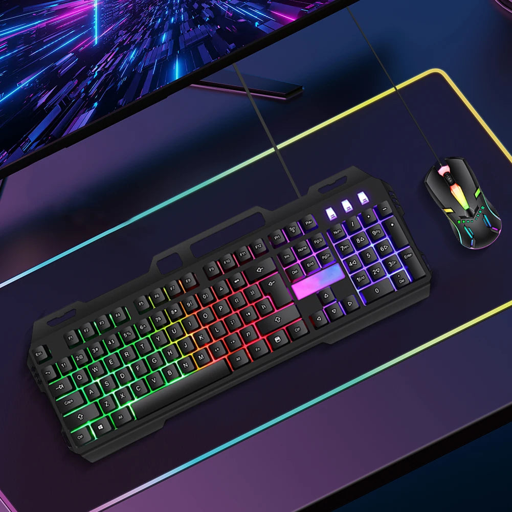 Wired Gaming Keyboard & Mouse Combo Set with Backlight Mechanical Feel Keyboard Mouse  Laptop  Computer Game and Work