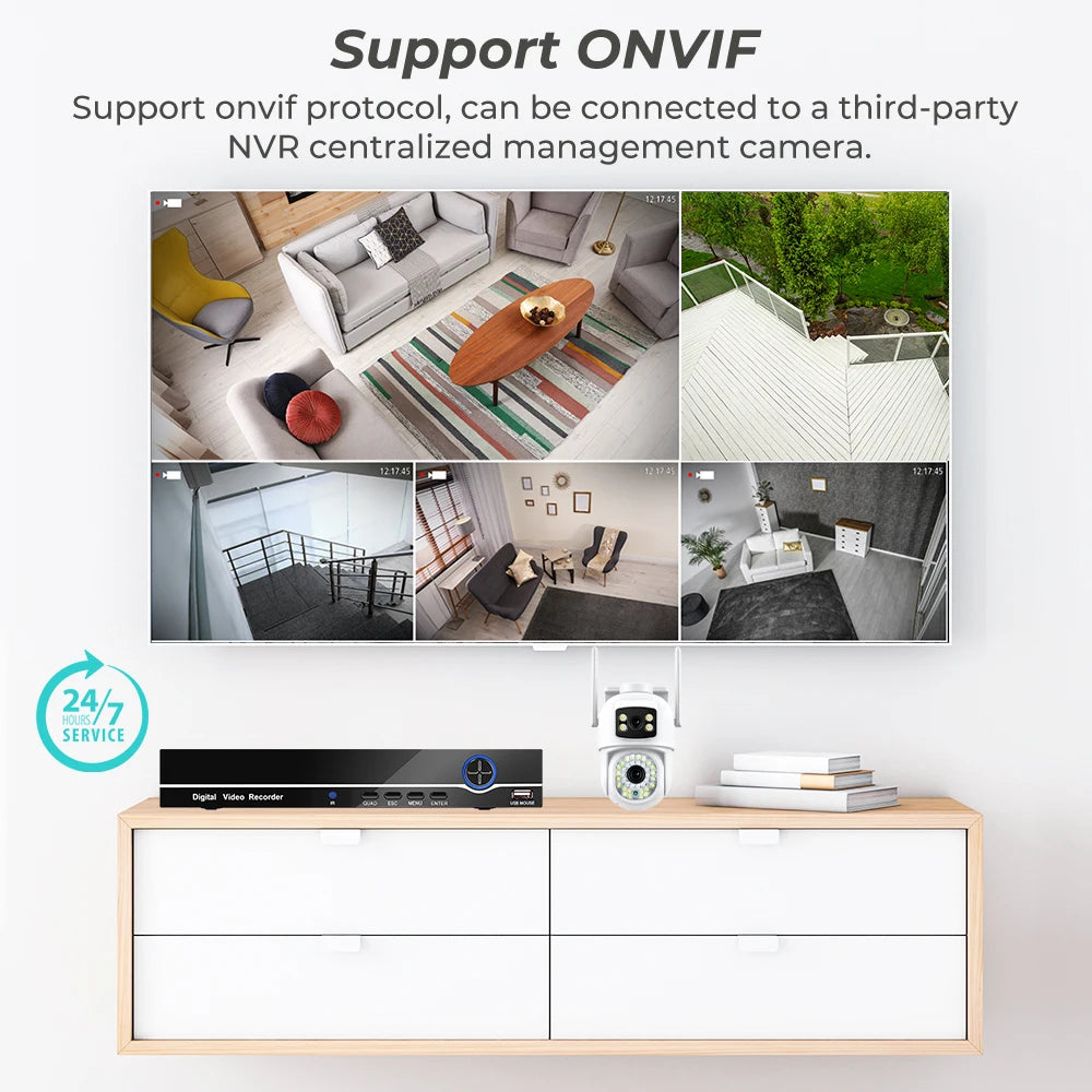 8MP 4K Outdoor Wifi Security Camera Dual Lens Dual Screens Video Surveillance Camera Home Smart Human Detection ICSEE APP