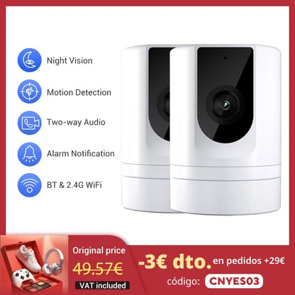 2PC Ease Life APP, Security Camera Indoor, 1080P Pet Camera, Pet Camera with Phone App, Foldable Baby Camera for Home Security,