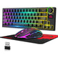 Wireless Gaming Keyboard and Mouse Combo, 12 RGB Backlit Rotary Knob, 4000mAh Battery,Mechanical Feel Keyboard and Quiet Mouse