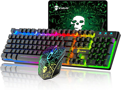 MAMBASNAKE x KUIYN T6 Wired Gaming Keyboard and Mouse Combo with Rainbow LED Backlight