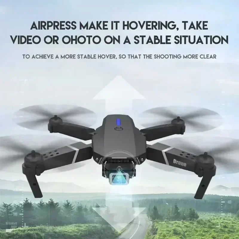 E88Pro 4K FPV Drone Foldable RC Helicopter with 1080P Dual HD Camera WiFi Height Hold for Professional Aerial Photography