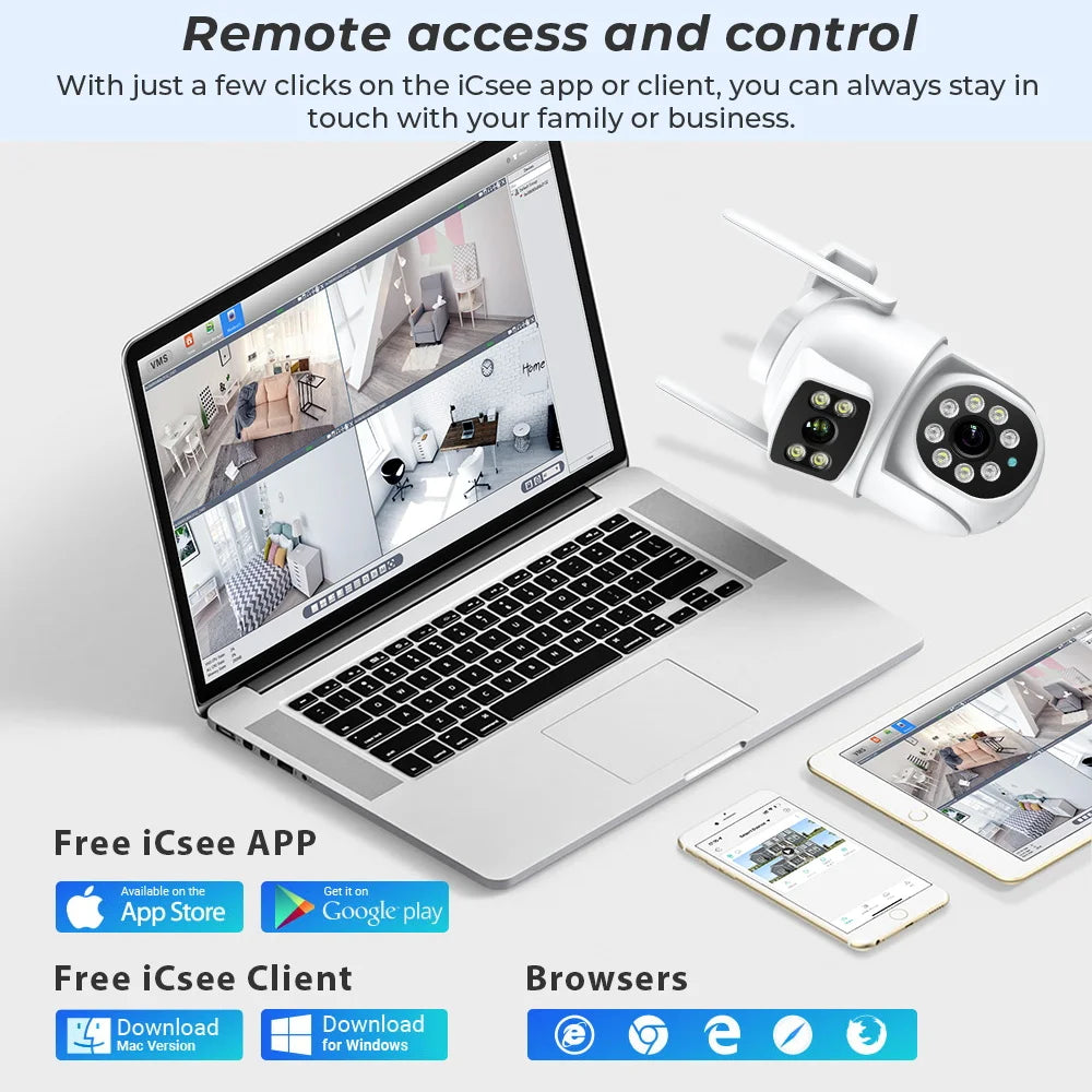 8MP 4K Outdoor Wifi Security Camera Dual Lens Dual Screens Video Surveillance Camera Home Smart Human Detection ICSEE APP