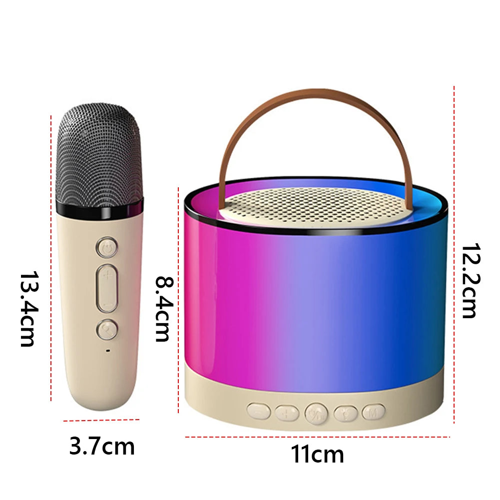 Bluetooth-Compatible 5.3 Portable Karaoke Machine with Wireless Mic Mini Home Theater Speakers Small Speaker for Home Karaoke