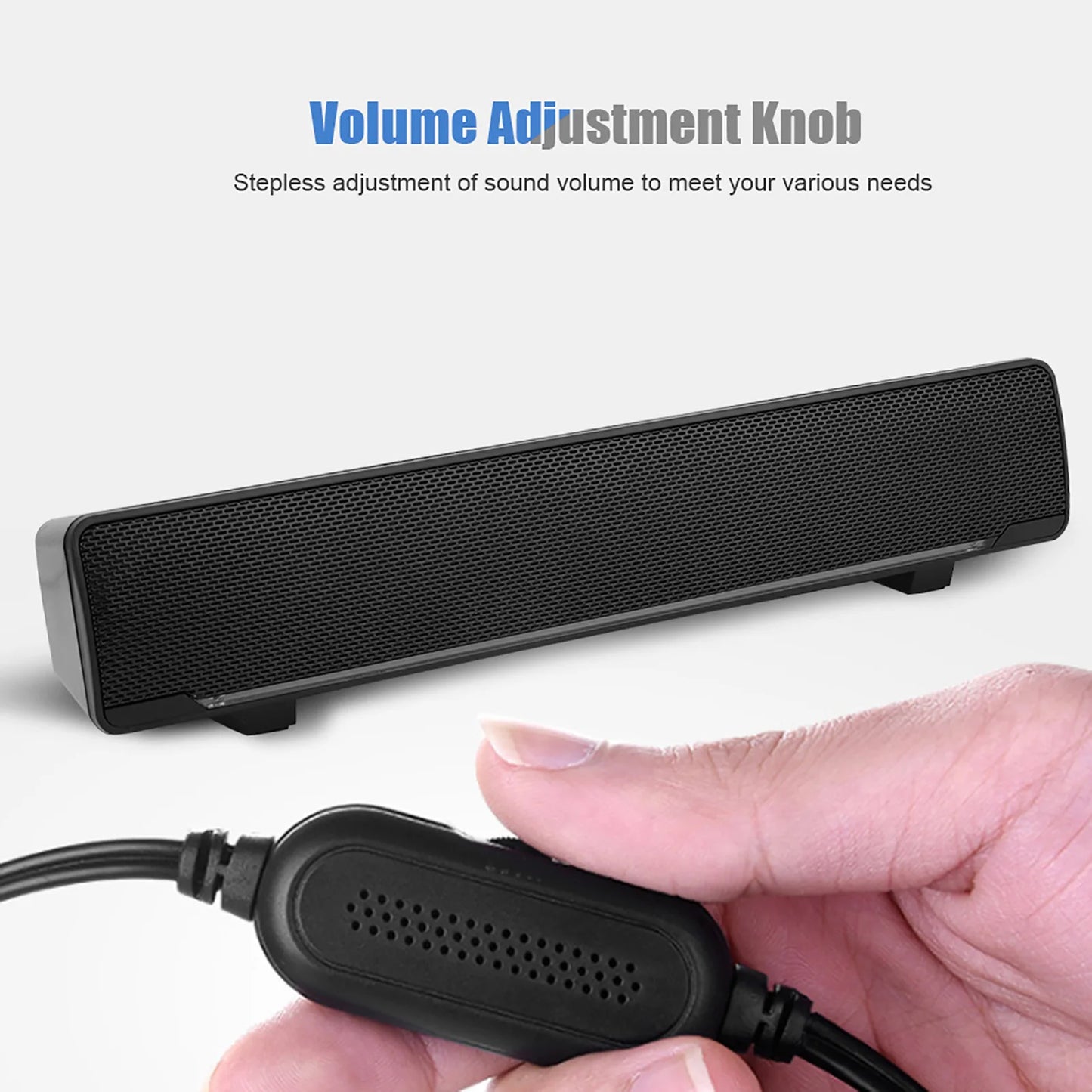 USB Wired Soundbar USB Wired Stereo Soundbar Music Player Bass Surround Sound Box 3.5mm Input for PC Cellphones Stereo Soundbar
