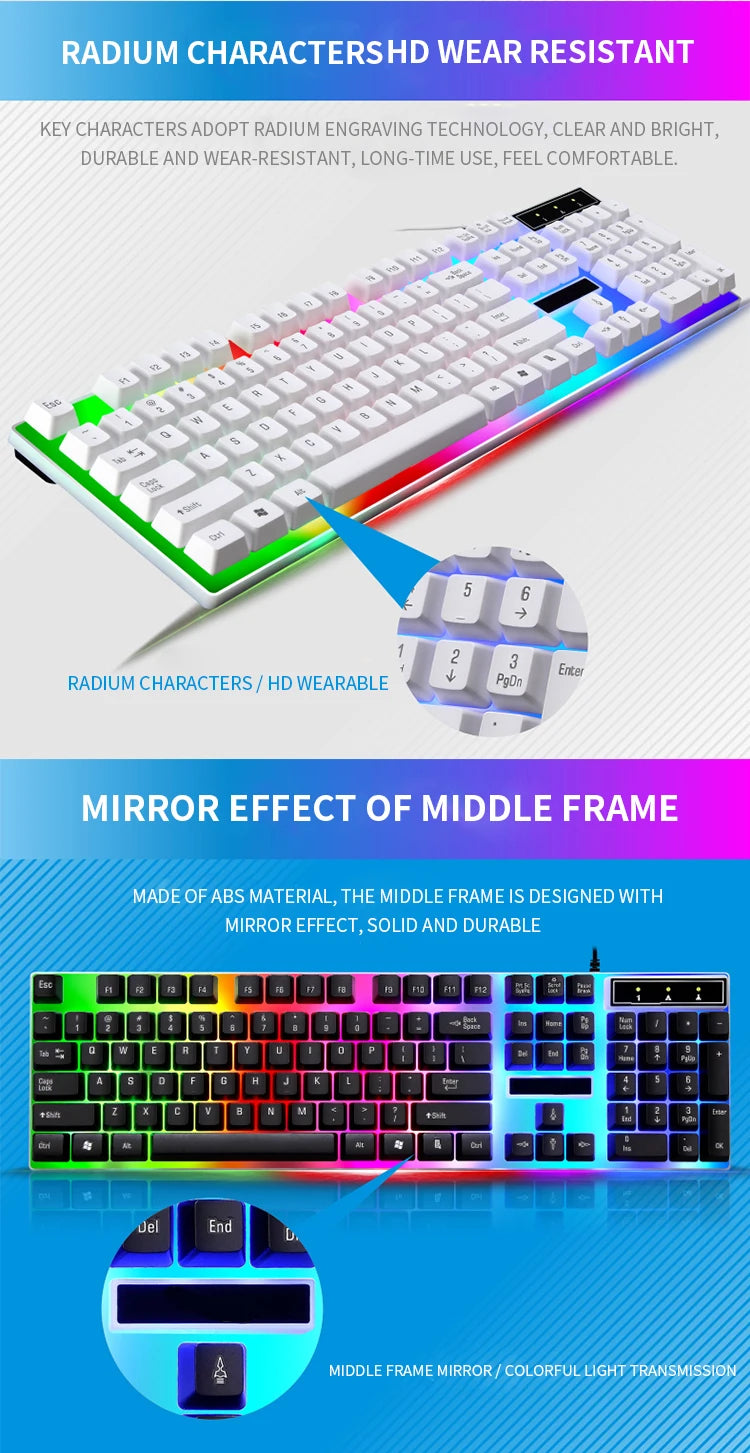 RGB Gaming Keyboard Gamer Keyboard And Mouse Kit Wired Mechanical Keyboard Gaming Keyboard And Mouse Combo    Gamers