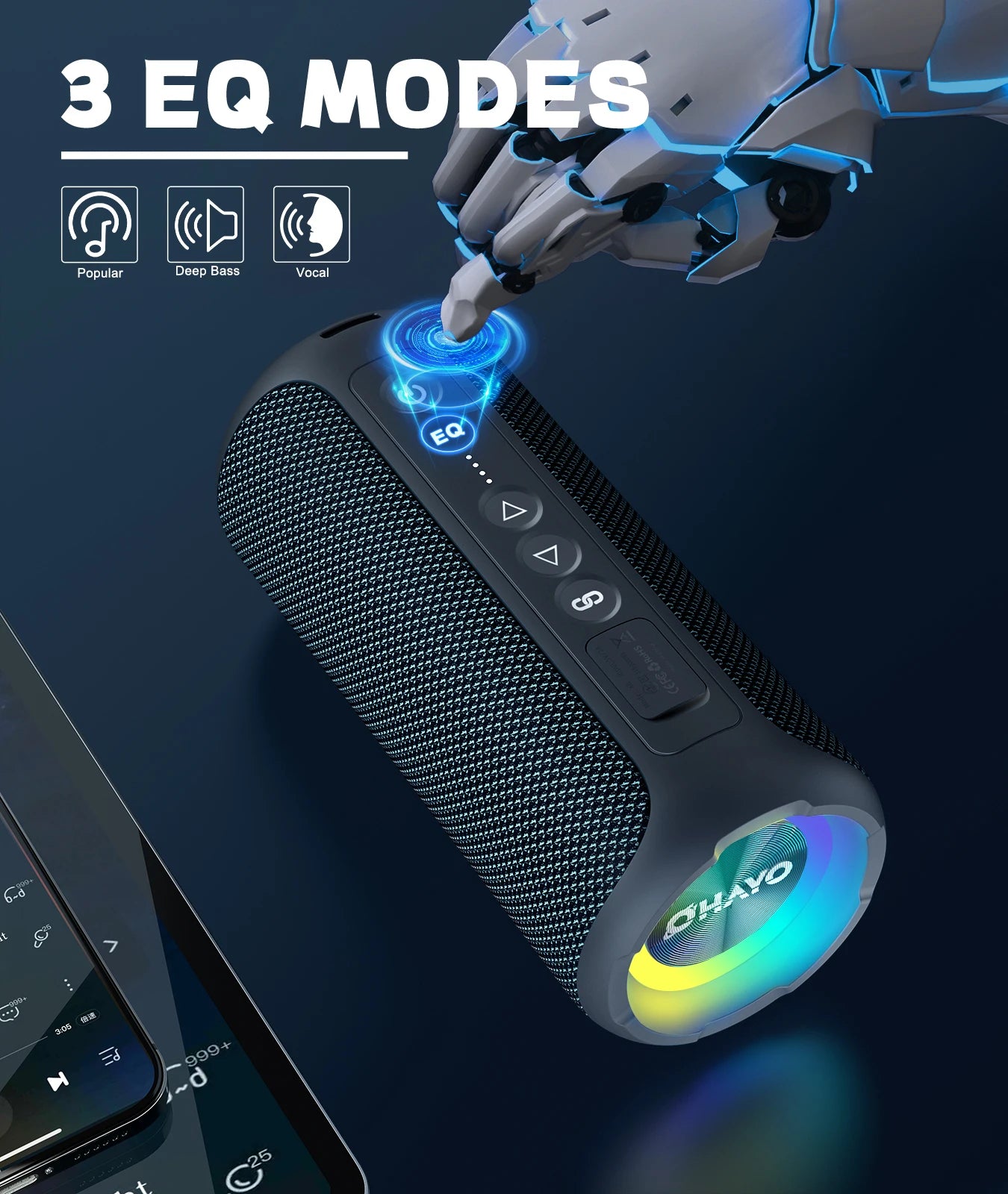 Ortizan X8Pro Bluetooth Speakers,40W Loud Portable Wireless Speaker IPX7 Waterproof Shower Speakers with Bluetooth 5.3 Deep Bass