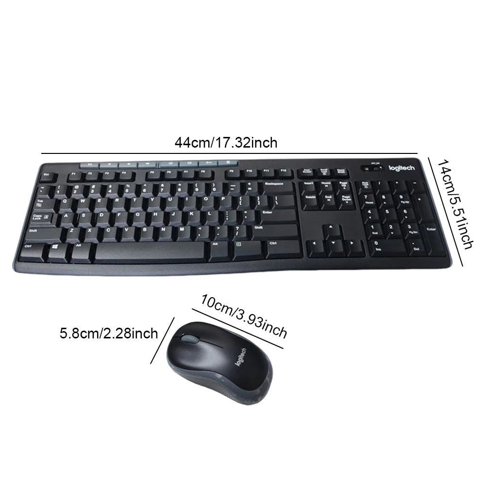 Logitech MK270 Wireless Keyboard Mouse Set Office 2.4G Computer 104 Keys Full Size Keyboard with USB Receiver 1000dpi for PC