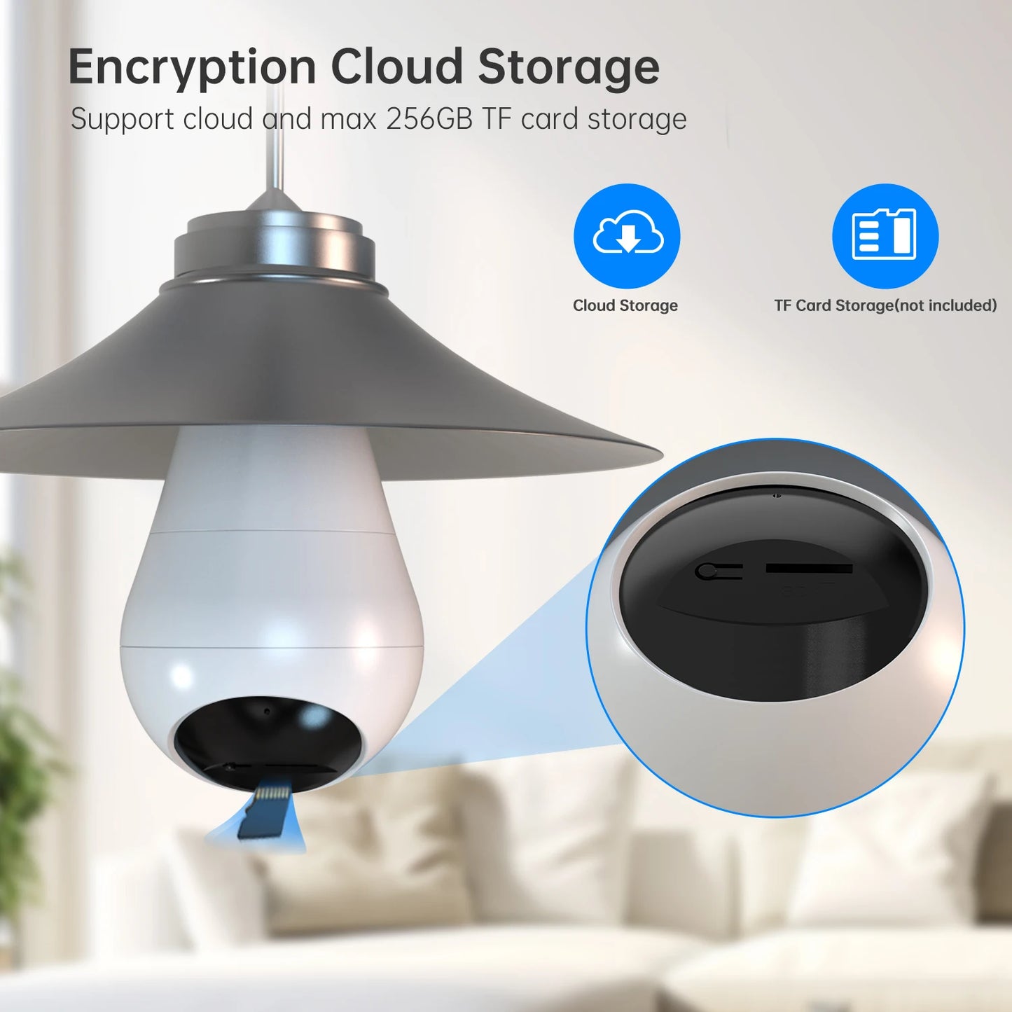 JOOAN 2K IP Camera Wifi E27 Bulb Surveillance Camera Home Auto Tracking Two Way Audio Security Baby Monitor Wireless CCTV Camera