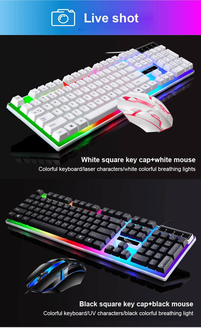Keyboard Mouse Set G21B-RGB-BA Mechanical Gaming Keyboard And Mouse Combo Wired RGB   Computer Laptop Gamer
