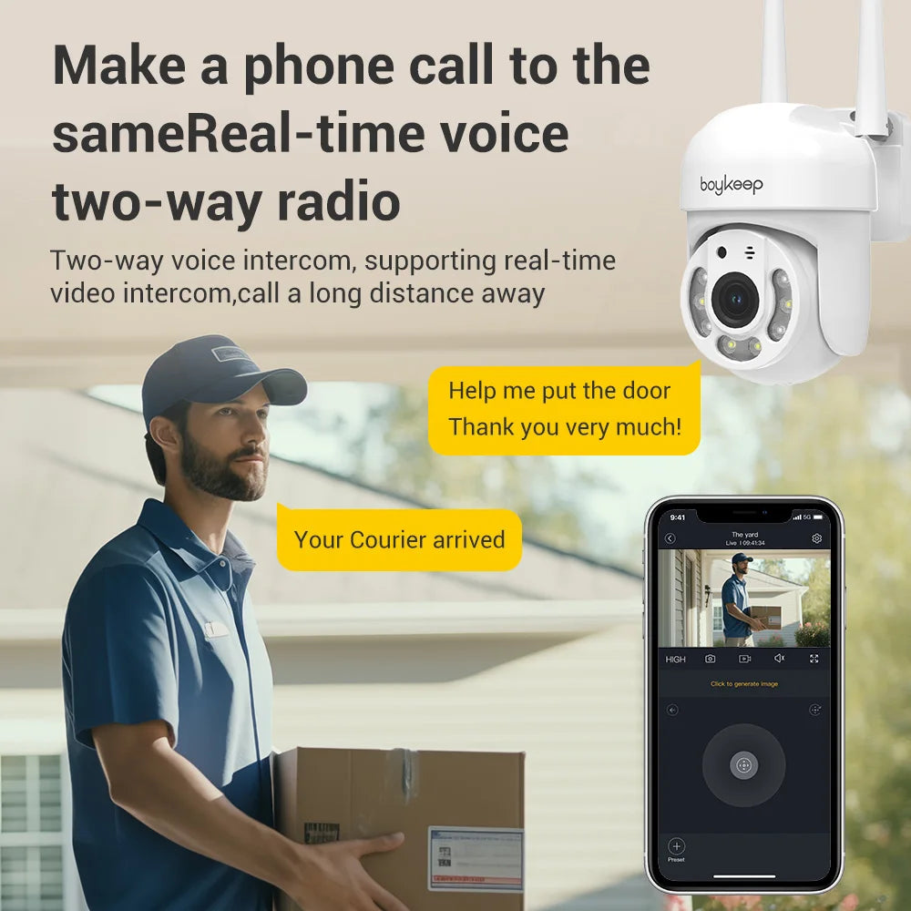 BoyKeep 3MP 2.4GHz WiFi Outdoor Home Security IP Smart Monitor Video Surveillance Camera Full Color Night Vision