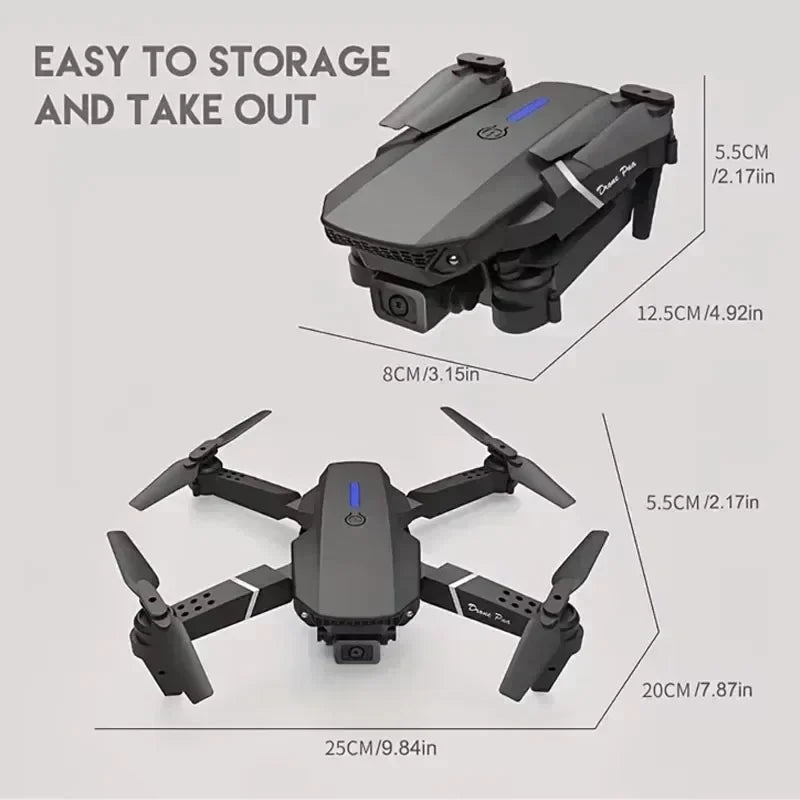 E88Pro 4K FPV Drone Foldable RC Helicopter with 1080P Dual HD Camera WiFi Height Hold for Professional Aerial Photography