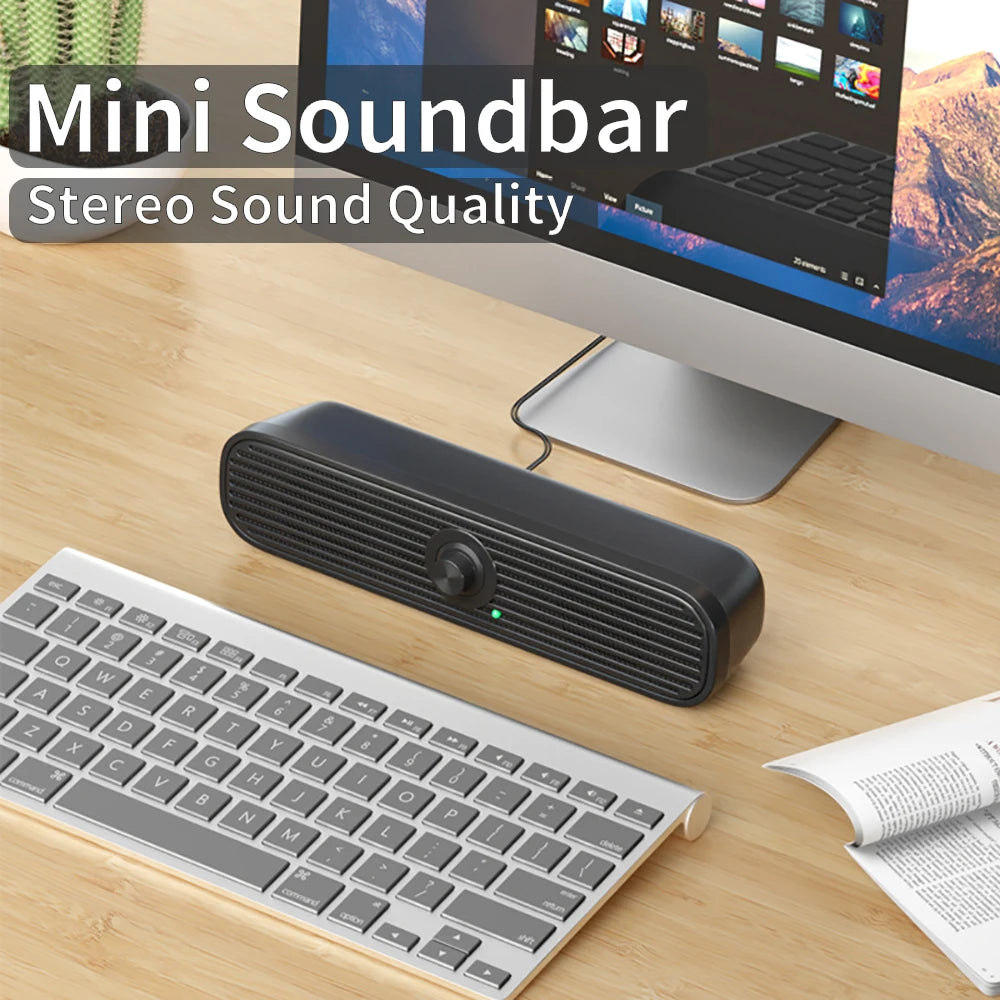 COOMAER Wired Surround Desktop PC Speaker Home Stereo 3.5Aux USB Soundbar System Computer Phone HIFI Subwoofer