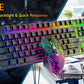 Wireless Gaming Keyboard and Mouse Combo,Rainbow Backlit Rechargeable 3800mAh Battery,87 Keys Mechanical Feel Keyboard