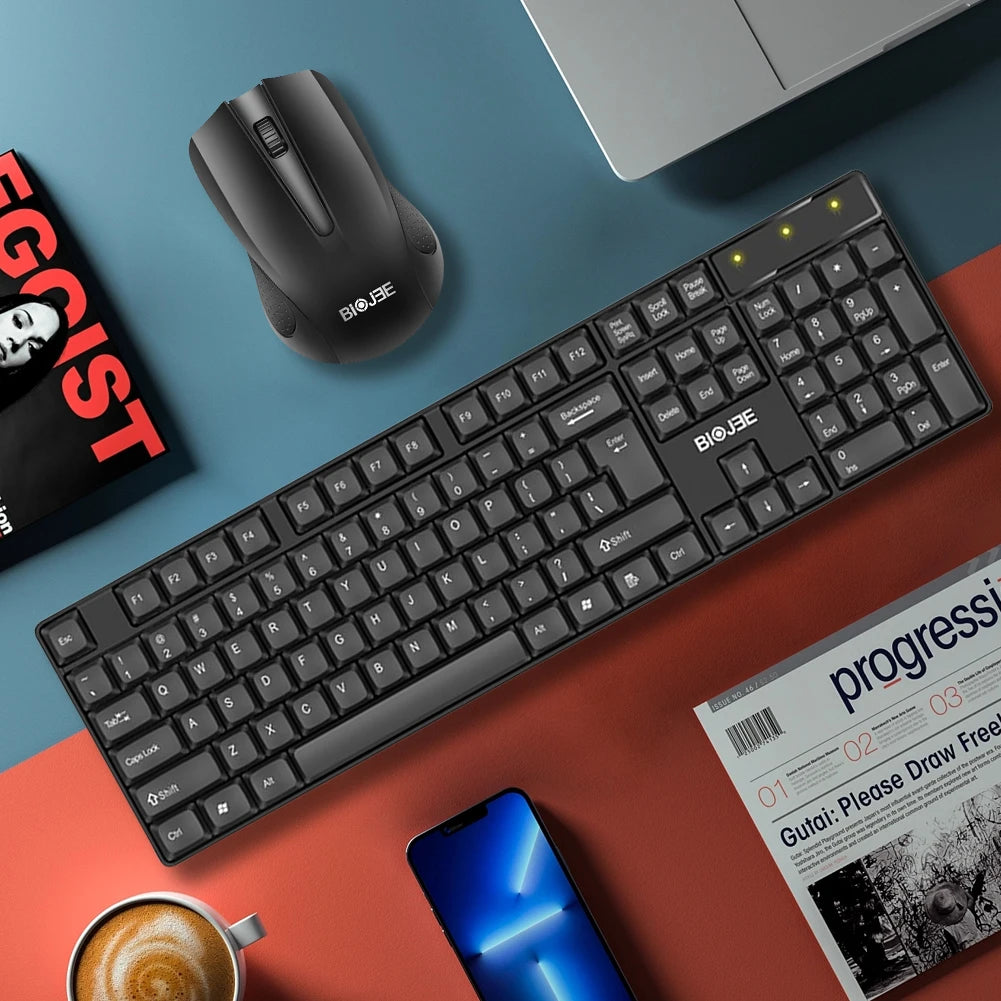 2.4G Wireless Keyboard and Mouse Combo USB Receiver Silent Full-Size Mouse and Keyboard Office Keyboard for PC/Laptop/Windows