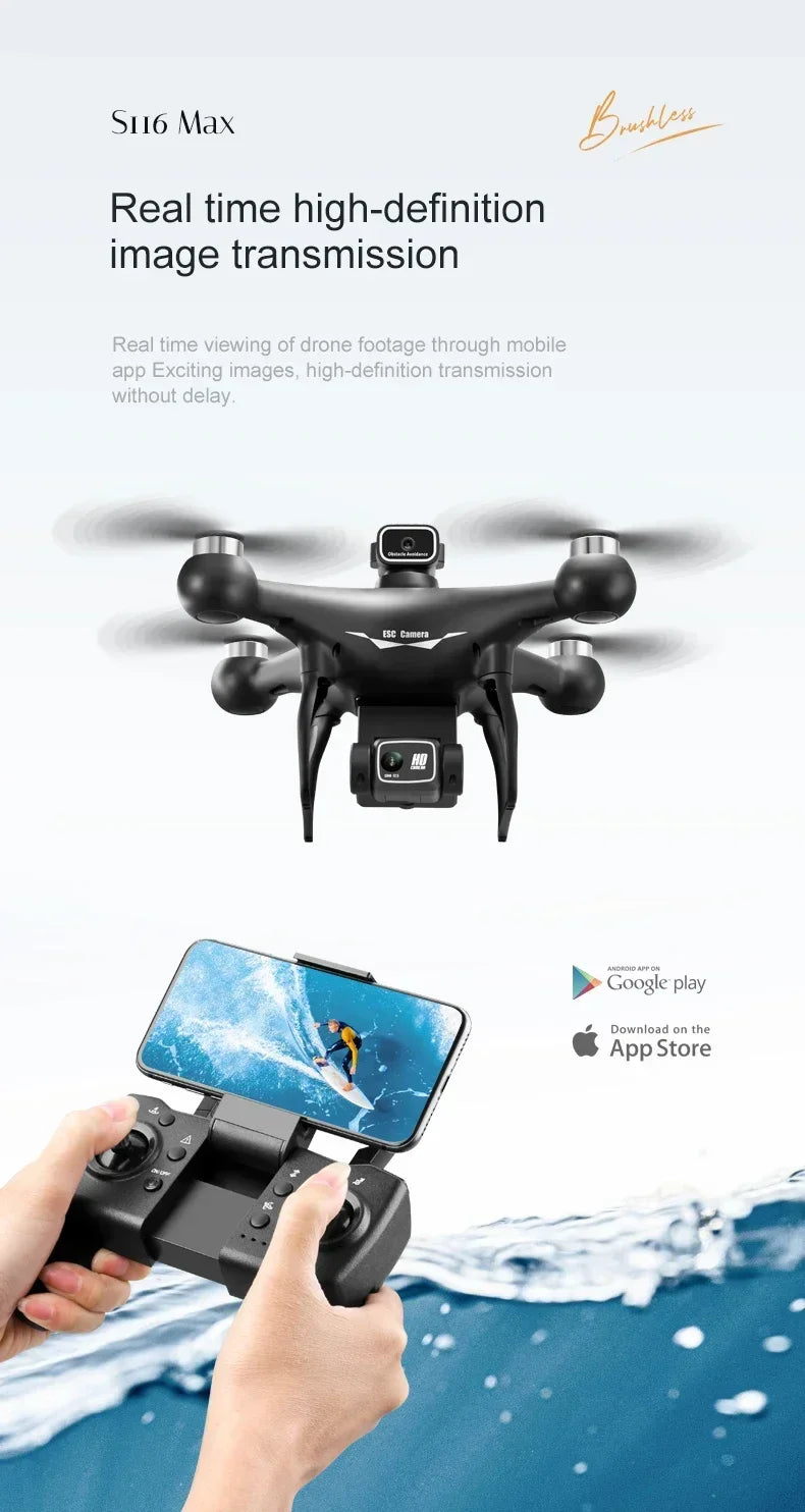 The New S116 MAX Drone with Powerful Brushless Motors, Dual Cameras and Long Battery Life Is The Perfect Gift for Beginners!