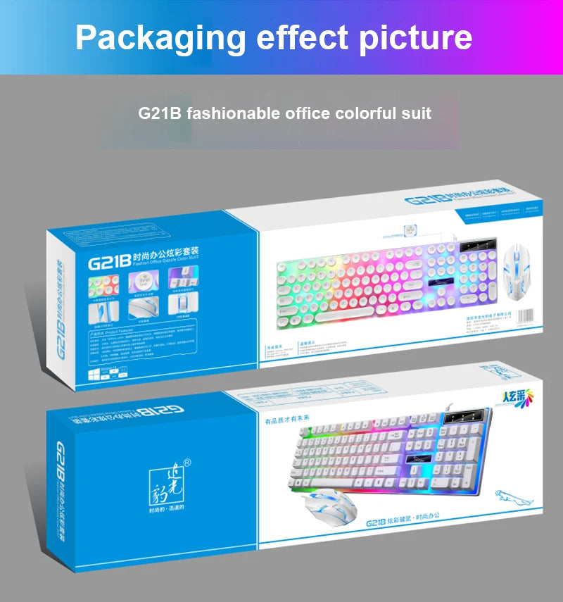 Keyboard Mouse Set G21B-RGB-BA Mechanical Gaming Keyboard And Mouse Combo Wired RGB   Computer Laptop Gamer