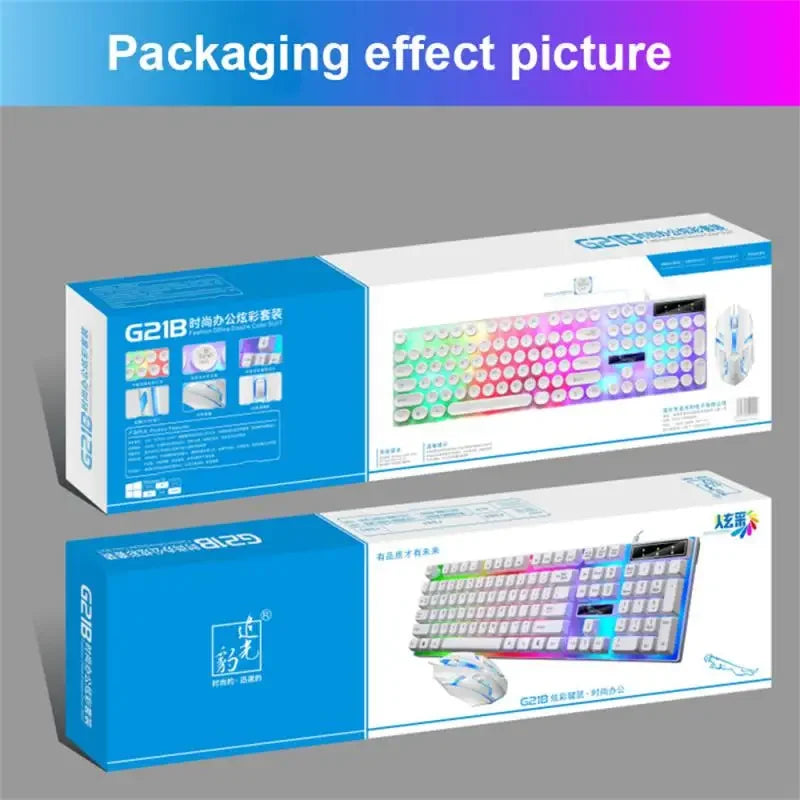 Keyboard Mouse Set G21B-RGB-BA Mechanical Gaming Keyboard And Mouse Combo Wired RGB   Computer Laptop Gamer
