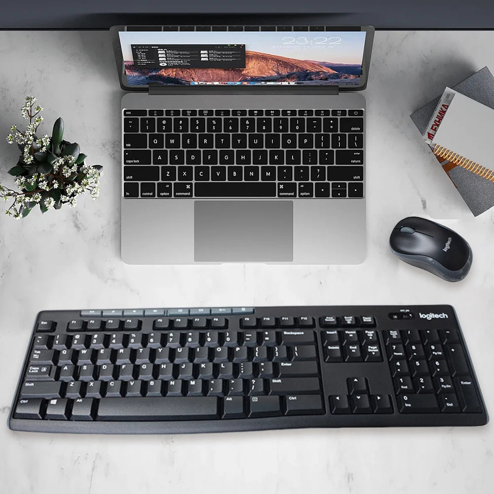 Logitech MK270 Wireless Keyboard Mouse Set Office 2.4G Computer 104 Keys Full Size Keyboard with USB Receiver 1000dpi for PC